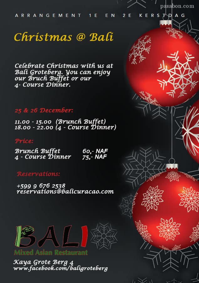 Christmas Menu & Buffet | 25 & 26 December | Bali Grote Berg